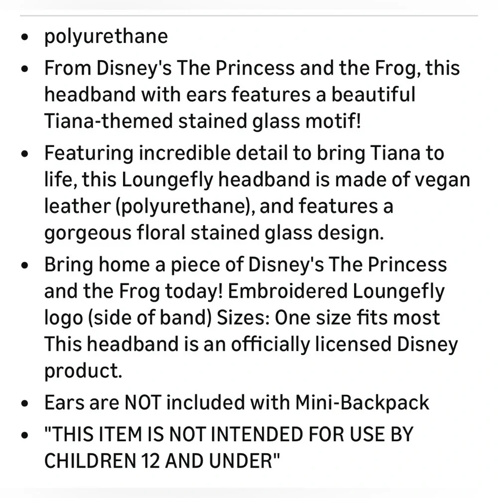 Loungefly Disney Princess Stained Glass Collection: Tiana Ears, Amazon Exclusive